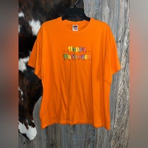 Fruit Of The Loom heavy duty size XL Orange Halloween tshirt with puffy paint